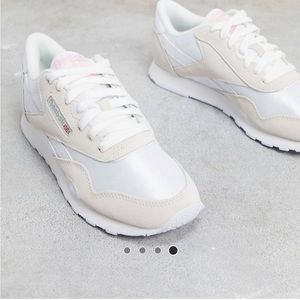 Reebok classic nylon sneaker in white and grey